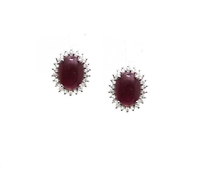 Tresor Collection - 18k White Gold Earring With Ruby & White Sapphire Style 2