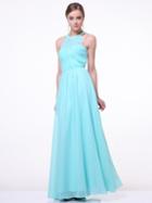 Cinderella Divine - Illusion High Halter Shirred Bodice Gown
