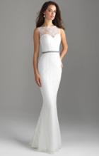 Madison James - 18-615 Illusion Bodice Sequined Sheath Gown