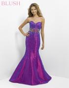 Blush - Strapless Embellished Mermaid Gown 9704