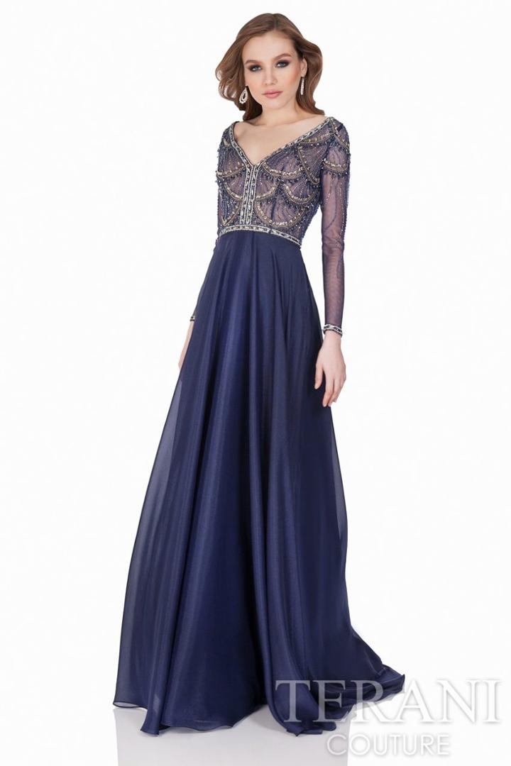 Terani Evening - Delicate Scallop Motif A-line Gown 1621m1715