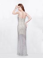 Primavera Couture - 3045 Strapless Swirl Suffused Evening Gown