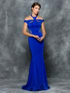 Colors Dress - 1704 Illusion Halter/off Shoulder Neck Sheath Dress