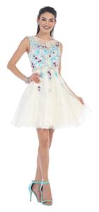 May Queen - Mq1419 Sweet Floral Embroidered Cocktail Dress