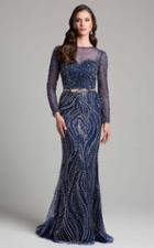Lara Dresses - 32953 Beaded Long Sleeves Sheath Long Dress