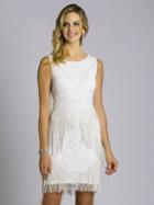 Lara Dresses - 33544 Embellished Jewel Fringe Sheath Dress
