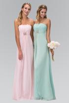 Elizabeth K - Jewel Accented Fan Bustline Chiffon Dress Gl1020