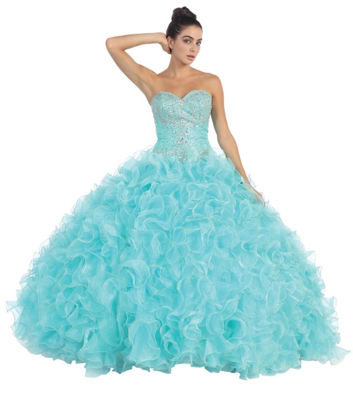 Dancing Queen - 8831 Strapless Beaded Ruffle Ballgown