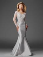 Clarisse - M6436 Embellished V-neck Trumpet Dress