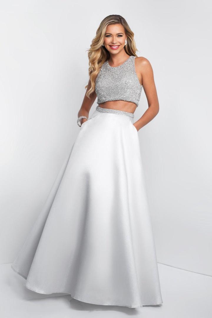 Intrigue - 411 Two Piece Shimmer Beaded Mikado A-line Gown