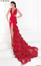 Tarik Ediz - Plunging V-neck Evening Gown 92624