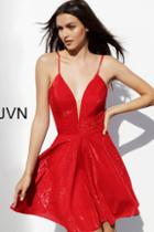 Jovani - Jvn65632 Sleeveless Deep V-neck A-line Cocktail Dress