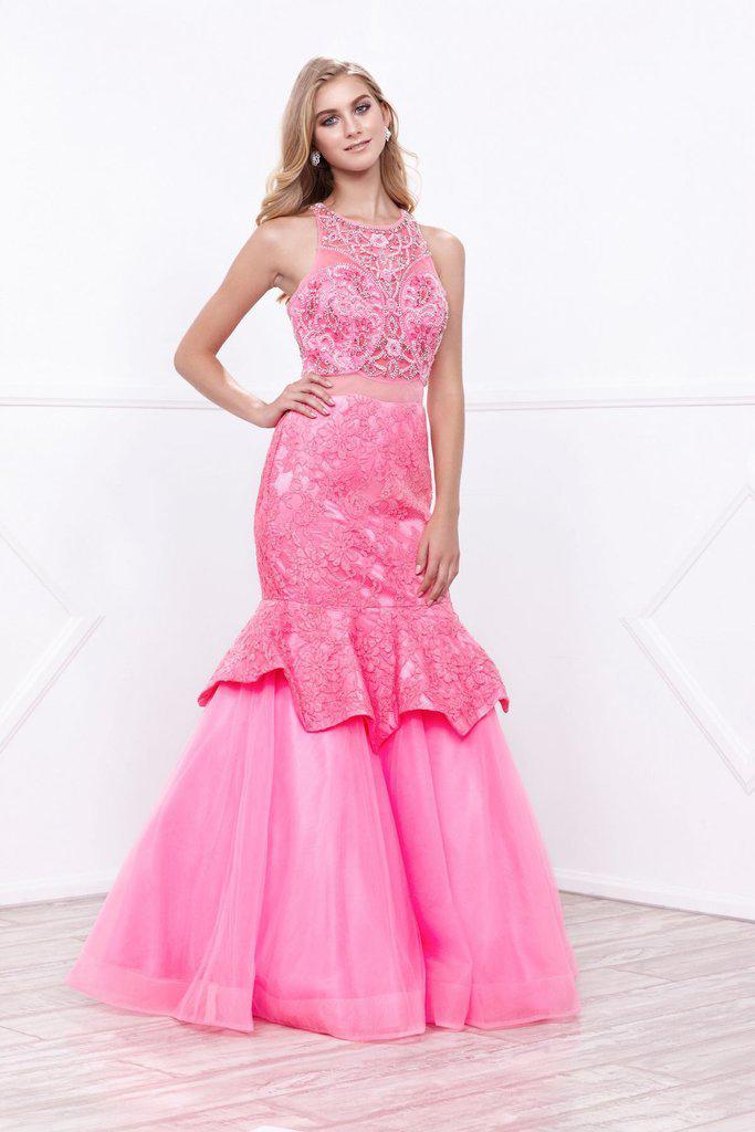 Nox Anabel - 8284 Beaded Illusion Halter Mermaid Dress