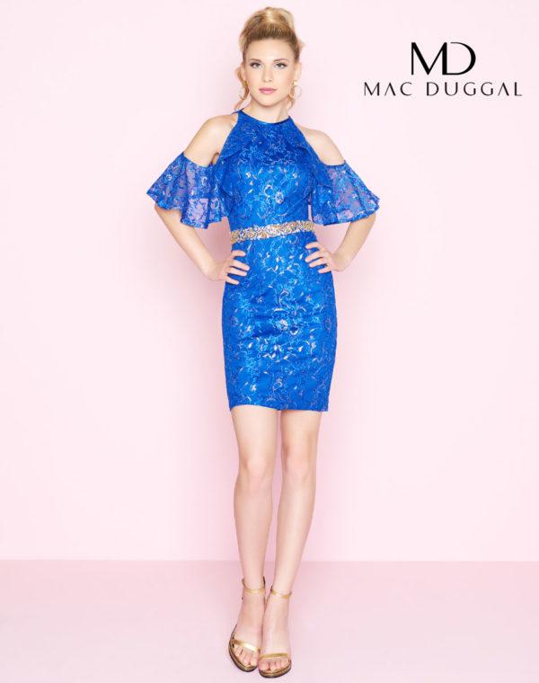 Mac Duggal - 40853n High Halter Lace Cocktail Dress