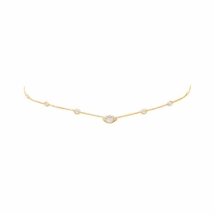 Logan Hollowell - New! 7 Diamond Orbit Bezel Choker With Angel Eye Diamond Center