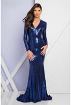 Terani Evening - 1722e4206 Sequined V-neck Sheath Dress