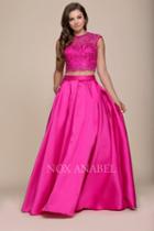Nox Anabel - Q104 Two Piece Beaded Lace A-line Dress