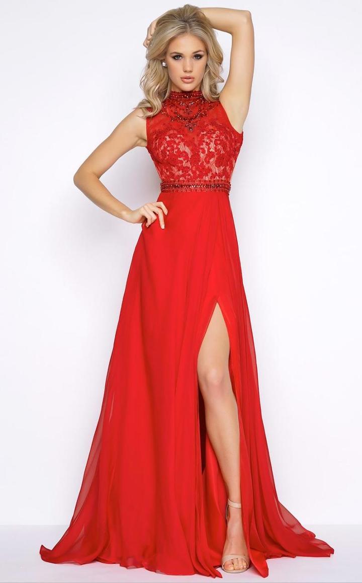 Cassandra Stone - High Neck Gown With Beaded Bodice 62383a