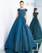 Ieena Duggal - 25938i Jeweled Neckline Teal Ballgown With Sweep Train