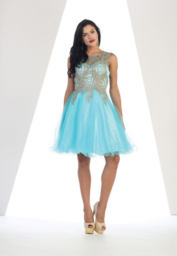 May Queen - Mq-1261 Sleeveless Ornate Lace Illusion Dress