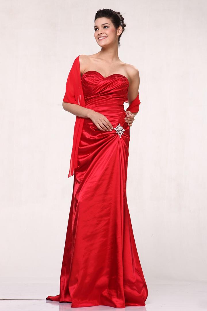 Cinderella Divine - Strapless Sweetheart Surplice Draping Sheath Gown