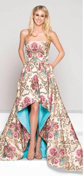 Colors Dress - 1822 Jacquard High Low A-line Dress