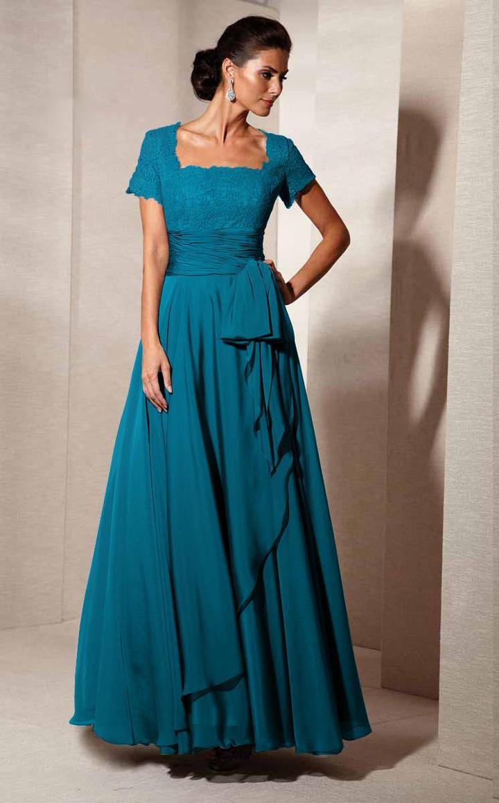 Alyce Paris Black Label - 29264 Square Neck Lace And Chiffon Gown