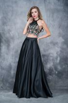 Nina Canacci - 4166 Two-piece Floral Applique Evening Gown