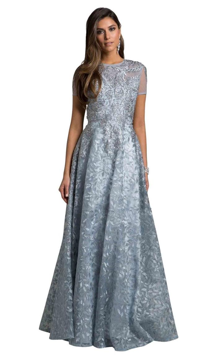Lara Dresses - 29917 Crystal Embellished Short Sleeves Gown