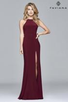 Faviana - Halter Neck Jersey Trumpet Dress In Wine 1005821