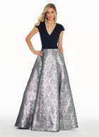 Ashley Lauren - 1308 Fitted Cap Sleeves Brocade Ballgown