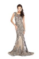 Shail K - 3967 Crystal Embellished Scoop Evening Gown