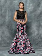 Colors Dress - 1631 Contrasting Floral Print Evening Gown