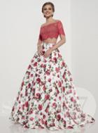 Studio 17 - Embellished Off-the-shoulder Two-piece Floral Dress 12645