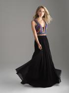 Madison James - 18-633 Beaded Deep V-neck Chiffon A-line Gown