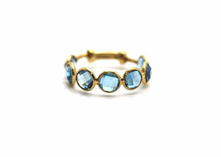 Tresor Collection - Blue Topaz Stackable Ring Bands With Adjustable Shank In 18k Yellow Gold 6140255172