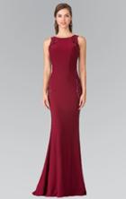 Elizabeth K - Embellished Scoop Neck Jersey Sheath Dress Gl2222