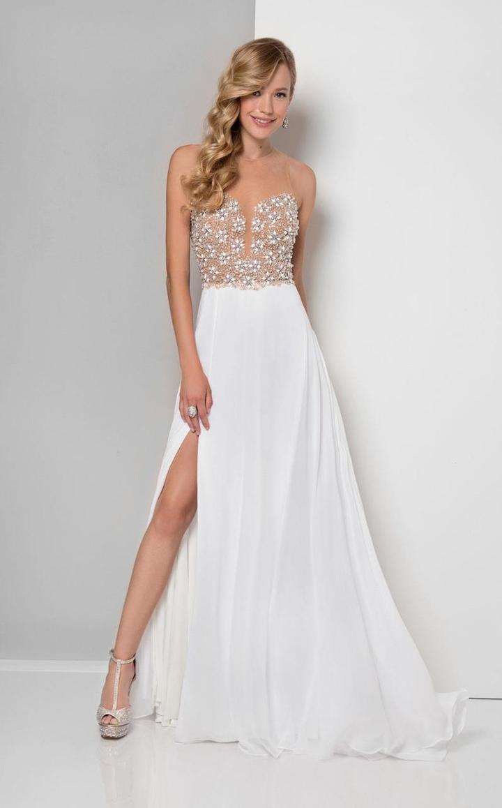 Terani Couture - Illusion Sweetheart Chiffon Gown 1712p2512