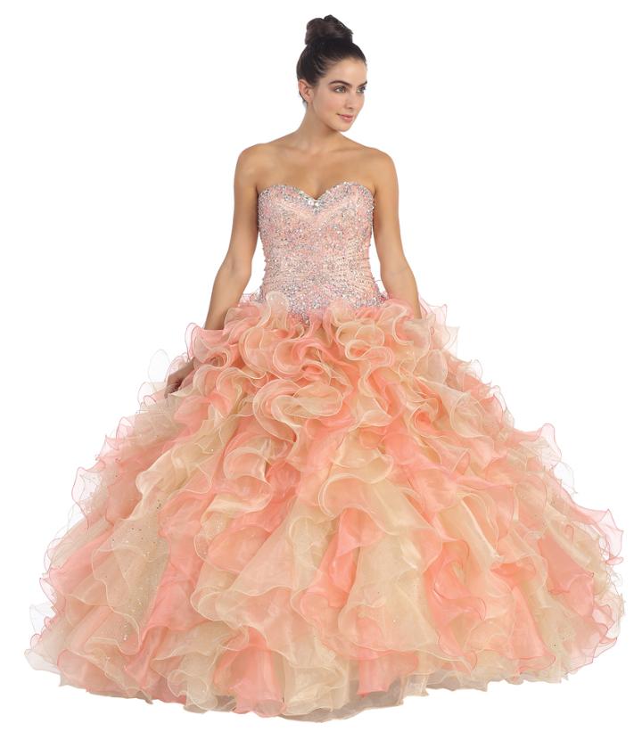 Dancing Queen - 8947 Shimmering Strapless Ruffled Ballgown