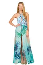 Caffe Swimwear - Long Tie Front Halter Open Dress Vp1717