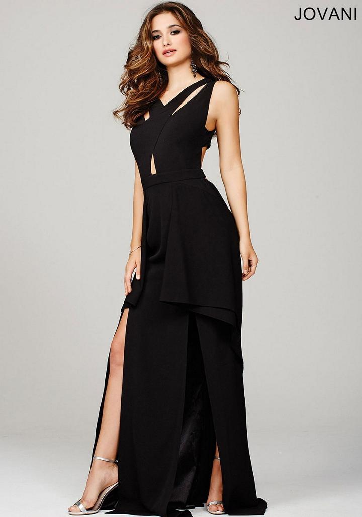 Jovani - 32119 Surplice Multi-cutout Bodice Draping Jersey Gown