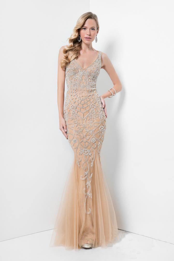 Terani Evening - Embellished V-neck Slim Gown 1711gl3556