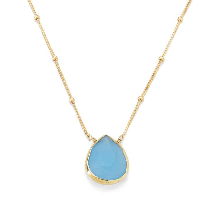 Margaret Elizabeth - Bezel Necklace Blue Chalcedony