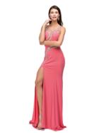 Jewel-embellished Illusion Cutout Prom Dress