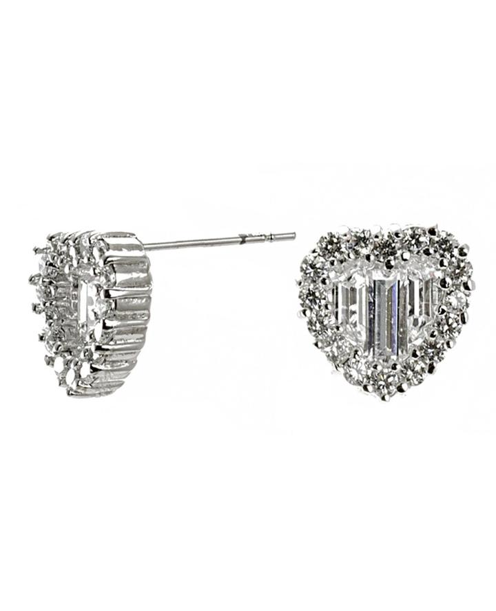 Cz By Kenneth Jay Lane - Baguette Heart Earrings