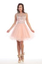 May Queen - Beaded Illusion Tulle Cocktail Dress
