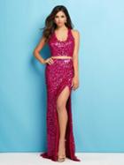 Mac Duggal Couture - 4356 Sequin Ornate Sheath Gown With Slit