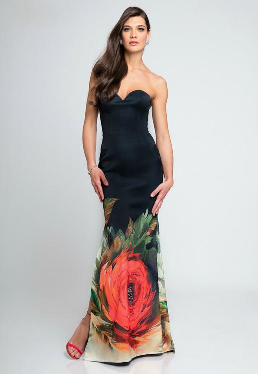 Terani Evening - 1721e4166 Strapless Multi Colored Floral Long Dress