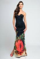 Terani Evening - 1721e4166 Strapless Multi Colored Floral Long Dress