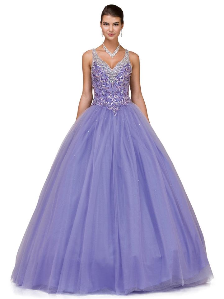Dancing Queen - Embellished Sleeveless V-neck Ballgown